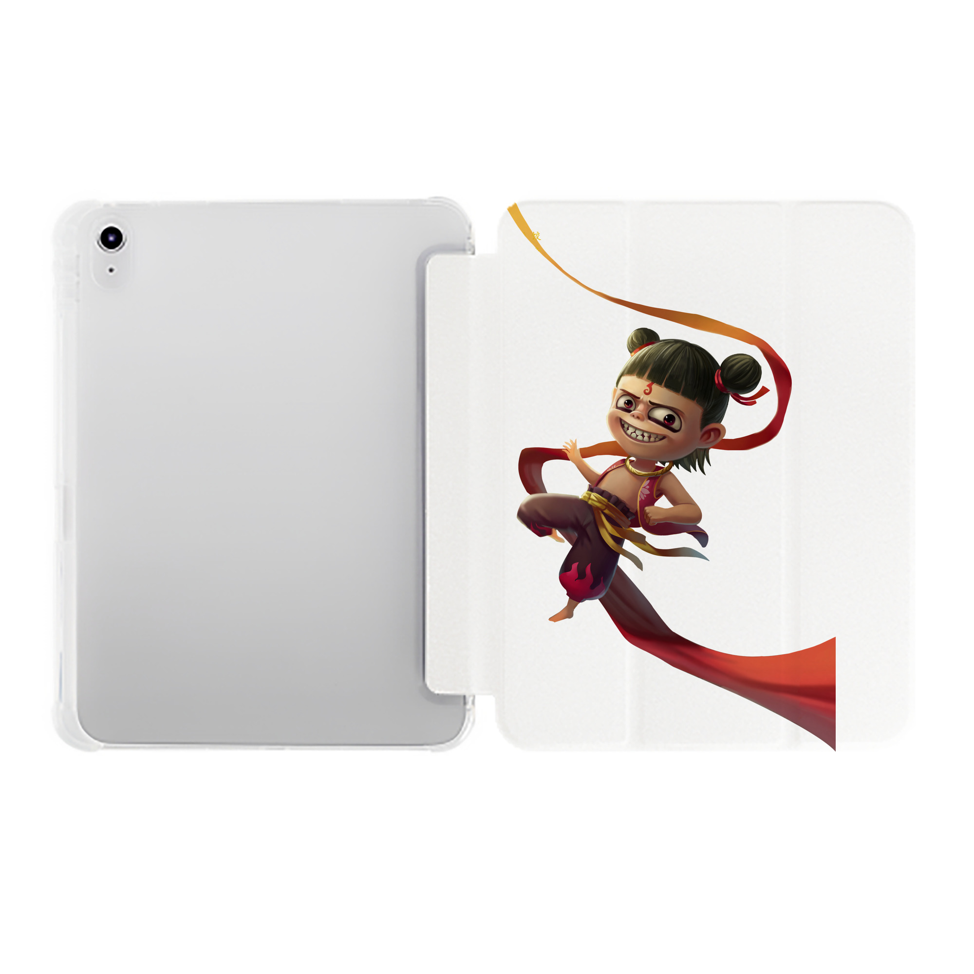（画像用） Ne Zha 2 ナタ 魔童の大暴れ IPad ケース ペン収納付き 三つ折りスタンド PUレザー×シリコン 対応機種9.5/10.5/10.9インチ